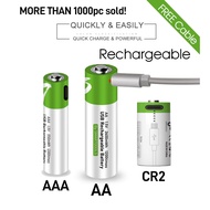 🇸🇬 1.5V Lithium AA / AAA / CR2 (3.7V) Rechargeable Battery Fast Charge Type C Charging Reachargable 