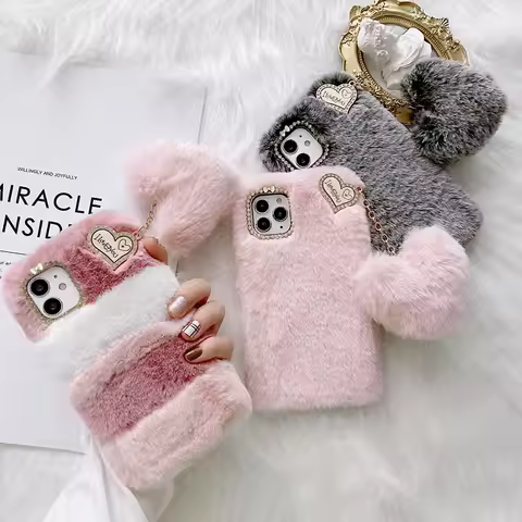 Luxury Fur Case For Samsung Galaxy S7 edge S8 S9 S10 Plus Hot Warm Case for Samsung S20 S21 S22 Ultr