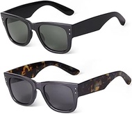 Retro Square Sunglasses for Women Men Vintage Fashion 70s 80s Sun Glasses with Chunky Temples UV400