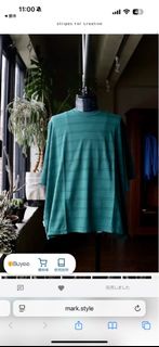 Stripes for creative sfc 24ss double wide side stripes tee green x navy see see