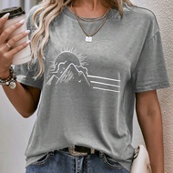 เสื้อยืดคอปก พิมพ์ภูเขา