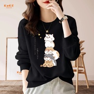 Maomi Print University T Korean Version S-4XL Round Neck Loose Top Slimmer Look Bristles oversize St