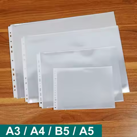 50pcs Horizontal A3 Binder Sleeves Transparent A4 Ring Folder Protector Sheets A5 Wide Binder Plasti