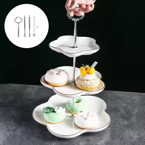 2/3 Layers Tier Cake Plate Stand Cupcake Fittings Silver Golden Cake Pan Holder For Cake Fruit Holde
