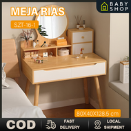 Meja Rias Kayu Coklat Meja Rias Dengan Cermin Bulat Meja SZT-16