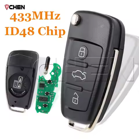 Flip Car Key 433Mhz For Audi A1 A3 TT S1 S3 Q3 2005+ 8P0 837 220 D 8P0837220D ID48 HU66 Folding Smar