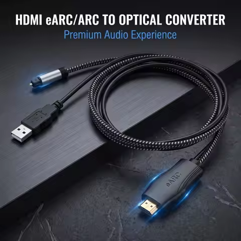 HDMI EARC ARC to Optical SPDIF Audio Extractor Cable 2M USB Powered 5.1 Surround Sound Audio Convert