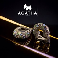 🐾法國AGATHA璦嘉莎狗狗|多色水鑽耳環. 耳夾Size1.5x1.5cm#二手