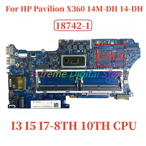 For HP Pavilion X360 14-DH 14M-DH Laptop motherboard 18742-1 with I3 I5 I7 8th/10th Gen CPU UMA 100%