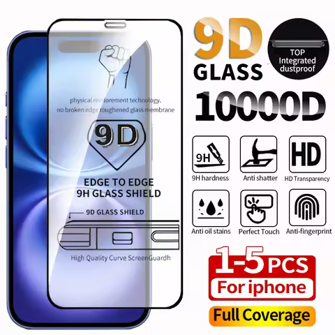 1-5Pcs 9D Tempered Glass Screen Protector For iPhone 16 Pro Max 11 15 14 13 12 Mini Xr X Xs Max 7 8