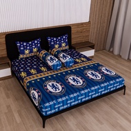 KATUN PREMIUM COTTON RUBBER BEDSHEET 90/100/120/140/160/180/200 CHELSEA BALL MOTIF CHELSE CELSEA CEL