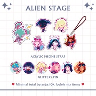 ACRYLIC PHONE STRAP CHIBI ALIEN STAGE ALNST | BUNNY GLITTERY PIN ALIENSTAGE | GLITTER LAMINATION