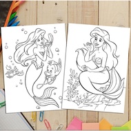 Set of 50 Ariel Mermaid Coloring Pages A4, A5 Size - Educational toys to help children practice crea