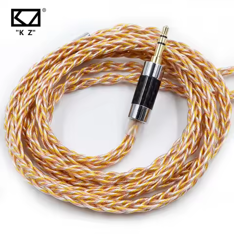 KZ 8 Core Gold Silver Copper Mixed Plated Upgrade Cable Earphones Cable With 3.5mm 0.75mm Pin KZ ZSN