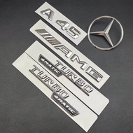 3D ABS Chrome A45 Logo Body Kit Turbo 4MATIC Badge AMG Emblem Car Rear Star Sticker For Mercedes Ben