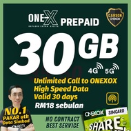 30GB ONEXOX 4G/5G High Speed Prepaid Simcard, Unlimited Calls, Hotspot Simkad for Modem Router, CCTV