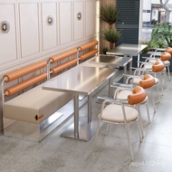 Barbecue Restaurant Style Stainless Steel Back Wall Industrial Sofa Theme Card Seat Table Chair Comm