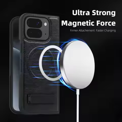 For Pixel10 Pro Fold 5G Luxury Case Wireless Charging Leather Magnet Back Stand Coque For Google Pix