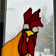 Funny Window Corner Decor - Peeping Rooster, Funny Rooster Stained Bird Window Corner Decor, Rooster