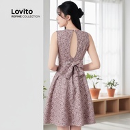 (trendy6)(lovito Refine) Casual Dress Jacquard Backless Spring/summer Pink Dress for Women LR21E018 