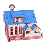 Blue Dream House Wooden House Model 3D Puzzle Toy LC-P499