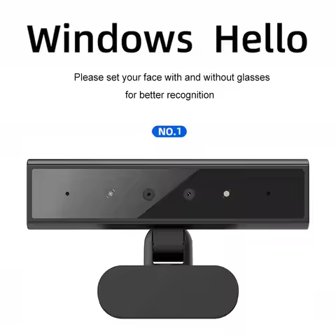 2K 5MP Webcam with Windows Hello Facial Recognition Web Camera With 2M Cable Microphone PC Computer 