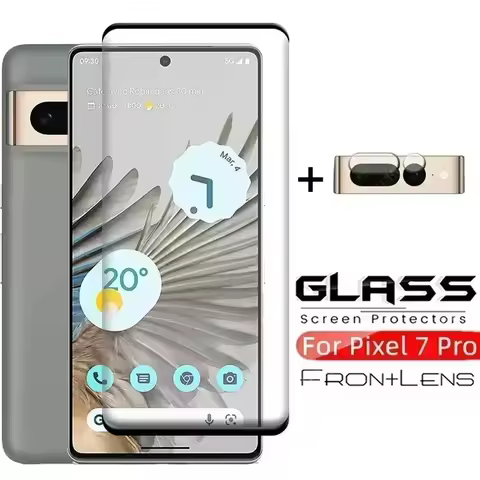2in1 Tempered Glass for Google Pixel 7 Pro Camera Lens Screen Protector for Google Pixel 7a Pixel 8 