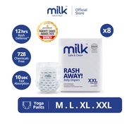 MILK Baby Diaper Yoga Pants Bundle - M336/L288/XL240/XXL192 (8 Packs)