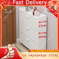 [48H Shipping] Ultra-Thin Tilting Shoe Cabinet Rack17cm cm Narrow Lobby Simple and Economical Home W