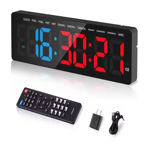 3.5" Digital Gym Timer Workout Count Down/Up Clock Ultra-Clear LED Display Power Bank Compatible Wor