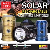 Rechargeable Solar Camping Light Lantern Foldable Flashlight 6+1 Led/lampu Suluh Tanglung