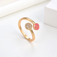 Agate 21J Cincin Titanium Wanita Emas Muda Anti Karat Asli Silver Emas Couple Dewasa Dan Luntur