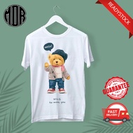 T-Shirt Cotton Bear | Bear Tshirt | Unisex Tee 100% Cotton Tee I Baju Cartoon Beruang Dewasa I Baju 