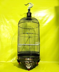 kurungan lovebird motif bahan PVC tebal murah berkualitas untuk gantangan motif tengkorak