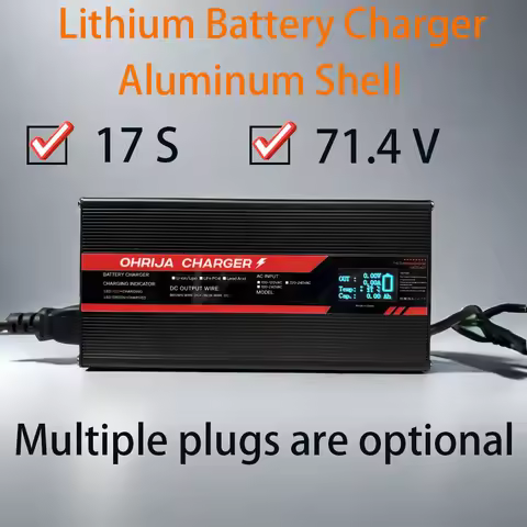 71.4V 12A Fast Charger For 17strings 62.9V lithium Battery Charger igh-power intelligent display Wit