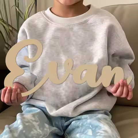 1 customized solid wood name tag [2D Plan] Signboard, Warm Apartment Nameplate, Baby Room Wall Namep