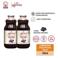 [Twin Pack] Lakewood Organic Pure Prune Juice (946ml x 2 Bottles )-No Sugar Added, 100% Pure Organic