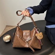 Retro Commuter Tote Bag for Women PU Large Capacity Backpack Niche Design Single Shoulder Crossbody 