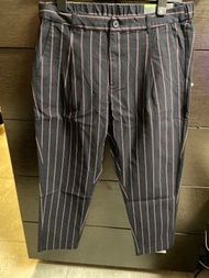 Bossini tapered fit strips Pants時尚修身窄腳西褲