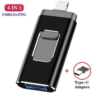 USB3.0 OTG Usb Flash Drive for iphone12 16gb 32gb 64gb 128gb Pendrive for ios / type c / micro USB Smartphone Memory Stick 256gb