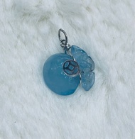 Mặt túi tiền đá thạch anh tóc đủ màu bọc móc treo bạc s925 làm vòng tay vòng cổ