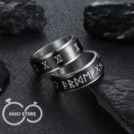 Fashionable rotating ring for men and women, Rune letter pattern, Roman numerals, stainless steel ma