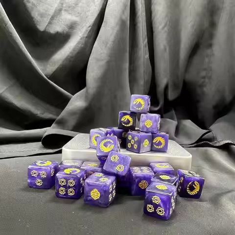 10/20PCS Warhammer 40K Tyranids Genestealer Cults Dice Set 16mm D6 Resin Dice Purple Swirl Gold Logo