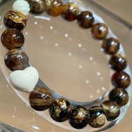 焦糖瑪奇朵 - 天然根珀+猛獁象牙 手串 緬甸根珀9.5mm