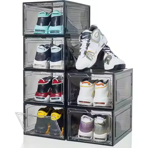6 12 Pack Shoe Rack Clear Stackable Shoe Organizer Hard Sturdy Shoe Storage Thickened Plastic Shoe B