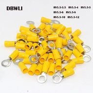 50PCS RV5.5-4 RV5.5-5 RV5.5-6 RV5.5-8  Yellow Ring insulated terminal cable Crimp Terminal suit 4-6m
