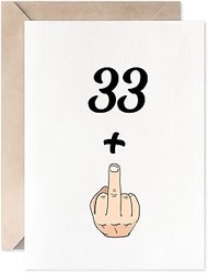 Funny 34th Birthday Card, 33+1 women Or Men Sweet 34 Years Old Birthday Gift Joke Card