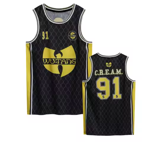 Wu-Tang Clan C.R.E.A.M #91 3D Print Basketball Jersey Men Summer Sports Vest Breathable Quick Drying