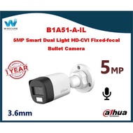 Dahua 5MP Smart Dual Light HD-CVI Fixed-focal Bullet Camera - B1A51-A-IL