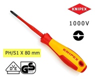 Knipex ไขควงกันไฟ แกนสลิม VDE 1000V สำหรับสกรูPH/S (ขนาด: หัว X ความยาวแกน)